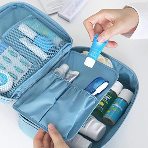 Fossen Bolsas de Aseo Maquillaje Neceser de Viaje Organizadores de Cremallera para Mujer Hombres (Azul)