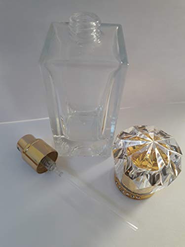 Frasco de perfume de cristal vacío, con atomizador, recargable, 50 ml.