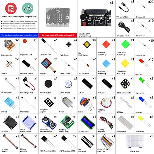 Freenove Ultimate Starter Kit for BBC Micro:bit (Not Contained), 305 Pages Detailed Tutorial, 224 Items, 44 Projects, Blocks and Python Code, Solderless Breadboard