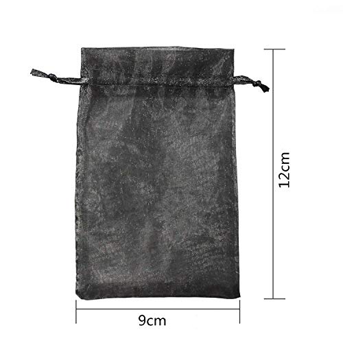 Frmarche Organza Bolsa de Regalo 100pcs Bolsas Joyas Caramelo Bolsa de Dulces de Boda 9 * 12cm (Negro)