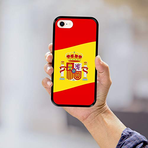 Funda Negra para [ iPhone 7-8 ] diseño [ Ilustración 2, Bandera de España ] Carcasa Silicona Flexible TPU