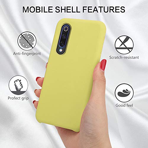 Funda para Xiaomi Mi 9/Mi 9 SE Teléfono Móvil Silicona Liquida Bumper Case y Flexible Scratchproof Ultra Slim Anti-Rasguño Protectora Caso (Yellow, Xiaomi Mi 9)