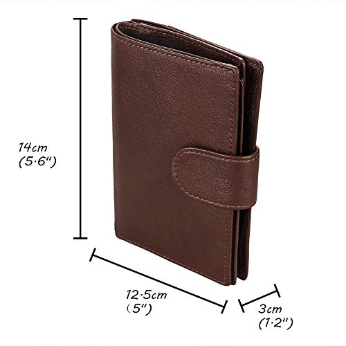 Funda Pasaporte Carteras de Piel para Hombre Mujer RFID Bloqueo Tarjetas de Crédito Monedero Silm Billetera Cremallera Café