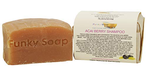 Funky Soap Baya de Acai Barra Champú, 100% Natural Hecho a Mano, 1 Barra de 120g