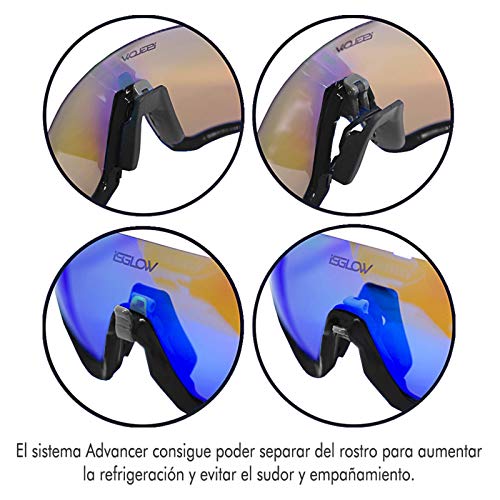 Gafas ciclismo. Polarizadas Flight Jacket. 4 Lentes intercambiables visión nítida y clara, sistema antivaho, resistentes a impactos.Protección UV400. Ideales para Running, Esquí, MTB, Triatlon