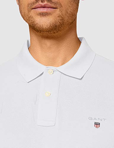 GANT Solid Pique SS Rugger, Polo para Hombre, Blanco (White), 56 (Talla del Fabricante: 3XL)