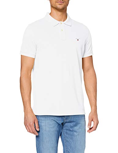 GANT Solid Pique SS Rugger, Polo para Hombre, Blanco (White), 56 (Talla del Fabricante: 3XL)