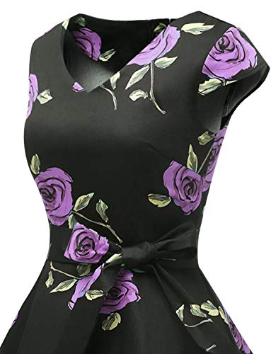 Gardenwed Vintage Vestidos Coctel Corto 50s Vestido de la Fiesta para Mujer Purple Rose 3XL