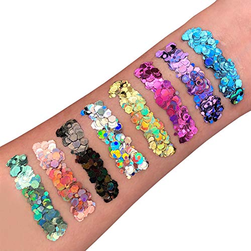 Gel Brillante grueso Holográfico para la Cara y el Cuerpo por Moon Glitter - 12ml - Set de 8 colores - Pintura Facial Brillante