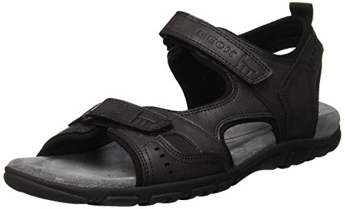 Geox UOMO Sandal Strada A, Sandalias con Punta Abierta para Hombre, Black (Black C9999), 42 EU