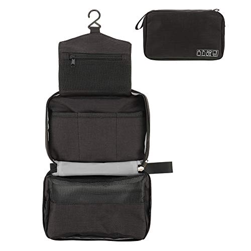 Girls'love talk Bolsa de Aseo Colgante de Viaje,Bolsa de Maquillaje Impermeable Plegable,Bolsa de Cosméticos Organizador para Hombres y Mujeres(Negro)