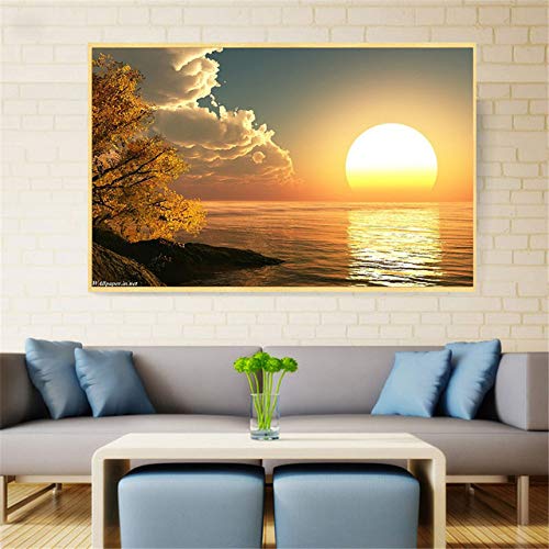 GJQFJBS Nature Landscape Sunset Sunrise Poster Print en Lienzo para Dormitorio Baño Decoración Mural Art A5 40x50cm