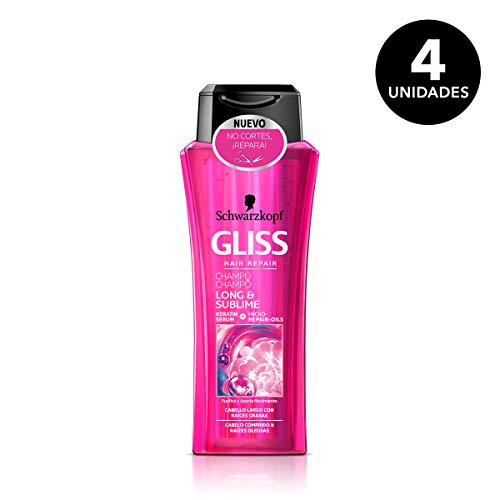 Gliss Long & Sublime Champú para Cabello Largo - 4 uds de 250ml- Schwarzkopf