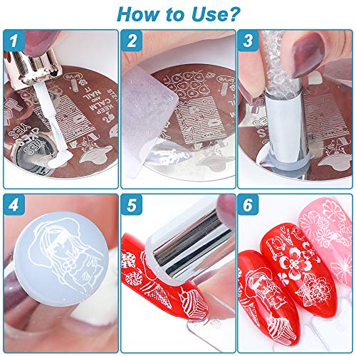 GOLRISEN Pincel Degradado Uñas con 4 Repuestos, Esponja para Uñas, Doble Cabezal, Pincel Nail Art, Esponja y Silicona, Pincel Gel para Hacer Bricolaje y Decorar Tus Uñas, para El Degradado de Color