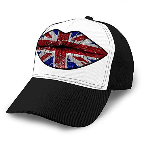 Gorras de béisbol, sombreros militares, sombreros de papá para el día del padre, regalo de Acción de Gracias, bandera de gran bretaña, lápiz labial en los labios de sensualidad, deportes Snapback