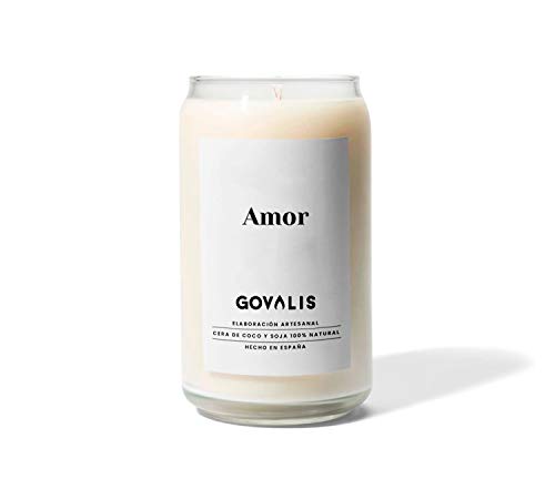 GOVALIS Vela Amor | Perfumadas y Aromáticas | Cera de Soja & Coco 100% Natural – Velas Recuerdos Relajación Decorativas Yoga Cumpleaños San Valentín Regalos Originales – 70-90 h – 390 g