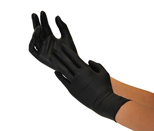 Guantes de nitrilo, 100 pcs caja (XL, Negro), guantes de examen desechables libres de látex, sin polvo, limpieza guantes, sanitarios para la cocina, cocina limpieza, limpieza seguridad manejo de alime