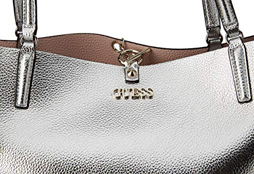 Guess Alby Toggle Tote, Bolsos para Mujer, Silver/Blush, Talla única