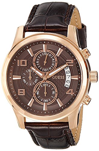 Guess W0076G4 - Reloj de Cuarzo para Hombre, con Correa de Cuero, Color marrón