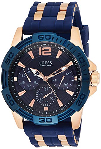 Guess W0366G4 - Reloj de pulsera para hombre, color azul / rosa oro