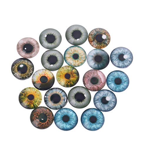 Gwxevce 20Pcs Glass Doll Eyes Animal DIY Craft Eyeballs para Dinosaurios Ojos Accesorios Fabricación de Joyas Hecho a Mano 8mm / 12mm / 18mm Entrega aleatoria