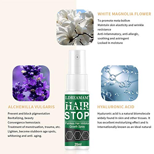 Hair Inhibitor,Hair Remover,Hair Removal Spray,Spray de Depilación,Hidratante Reparación Spray de depilación no irritante,Depilatoria Facial,Bikini,Antebrazo