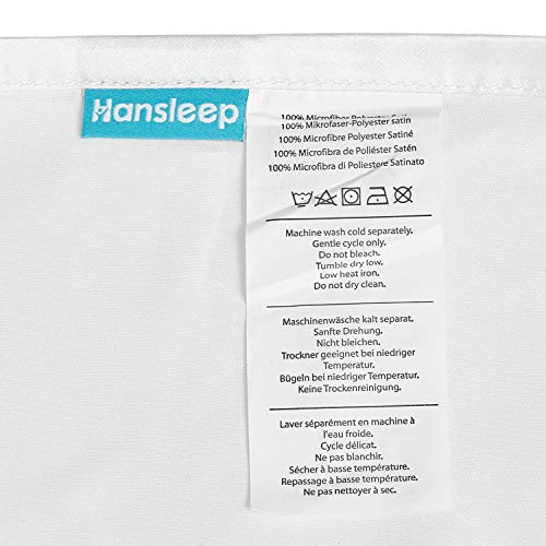 Hansleep Funda Almohada de Satén Sedoso, 50x75 cm 4 Piezas para Pelo Rizado - Microfibra Suave Liso sin Cremallera & Hipoalergénico Antiarrugas, Blanco