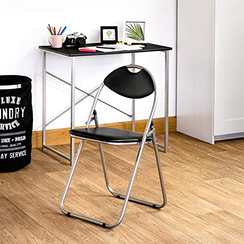 Harbour Housewares Silla de Escritorio Plegable - con Acolchado Negro