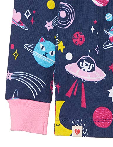 Hatley Organic Cotton Long Sleeve Printed Pyjama Sets Conjuntos de Pijama, Cosmos de Animales Que Brilla en la Oscuridad, 3 años para Niñas