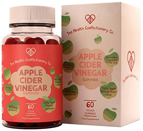 HCC Vinagre de Manzana Gominolas | 60 Gominolas Veganas con Concentrado de Remolacha, Ácido Fólico y Vitamina B12 | Apple Cider Vinegar Gummies | Sin Gluten, OGM, Alergenos o Lácteos