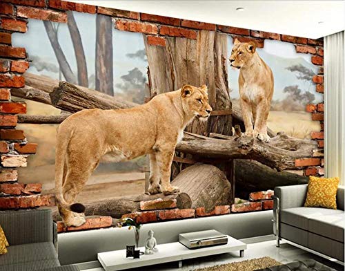 HDOUBR Papel Tapiz Personalizado 3D Foto Mural estéreo Espacio Animal león Mural Etiqueta de la Pared TV Fondo Papel de Pared Sala de Estar Mural, 430x300 cm (169.3 by 118.1 in)