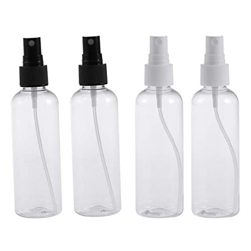 HEALLILY Botella de Perfume Recargable Portátil de 100 Ml Botella de Spray de Plástico Transparente Contenedor de Bomba de Aroma Vacío 4 Piezas