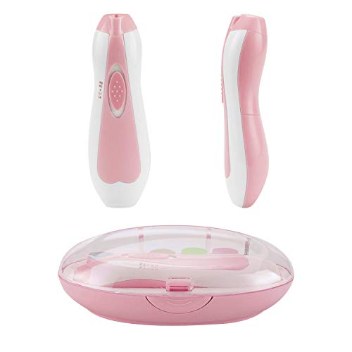 HebyTinco Eléctrico Lima de uñas del bebé Lima de uñas Set, Multifuncional Set de Pedicura para Bebés y Adultos para las uñas, Cuidado, Pulido y Recorte, 6 en 1 Manicura de Seguridad Profesional