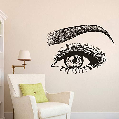 Hermosos ojos y cejas pegatinas de pared pestañas maquillaje vinilo tatuajes de pared salón de belleza ventana cartel decoración cejas murales decoración del hogar pegatinas de pared A7 79x57cm