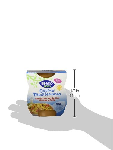 Hero Baby Cocina Mediterránea Paella con Verduritas Tiernas y Pollo Tarritos de Puré para Bebés a partir de 6 meses, 200 g