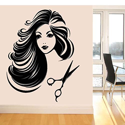 hetingyue Sticker Salon Amovible Vinyle Sticker Mural Belle Fille Shop Art Affiche Chambre Décor 63x76cm