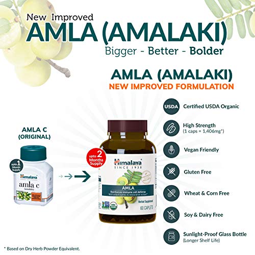 Himalaya Amla C (Amalaki) - Fuente natural más rica de vitamina C - Antioxidante potente - 250 mg, 60 bio cápsulas vegetarianas (desde 1930)