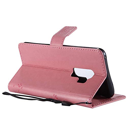 HMTECH Galaxy S9 Plus Funda Flip PU Cuero Carcasa Wallet Cierre Magnético Función de Soporte Billetera con Tapa para Tarjetas con Business Card Holder Samsung Galaxy S9 Plus,Diamond Pink Wishing Tree