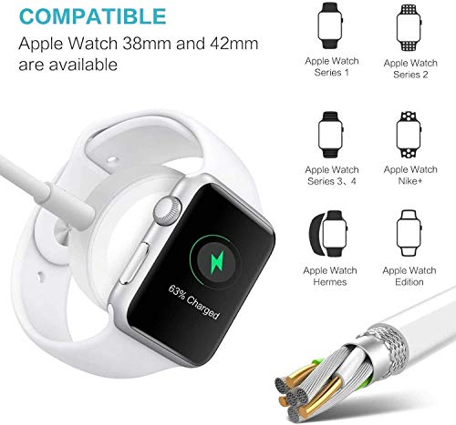 Hoidoly iWatch Cargador, 2 en 1 iWatch Cable para Apple Watch Series 5/4/3/2/1, Cable de Carga portátil para i Phone se/11/11 Pro MAX/X/XR/XS/6/7 /8 / i Pad Air/i Pad Mini…