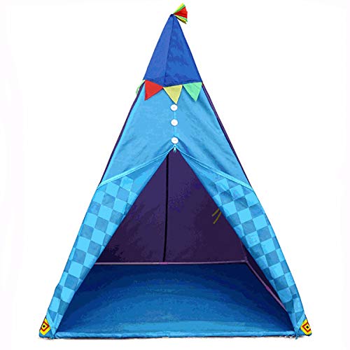 Hokaime Las Tiendas portátiles para niños con luz Carpa casa del Juego del niño de Lona de algodón Tienda del Juego de la Tienda India niño pequeño Tienda de los Indios de decoración de Interior,Azul