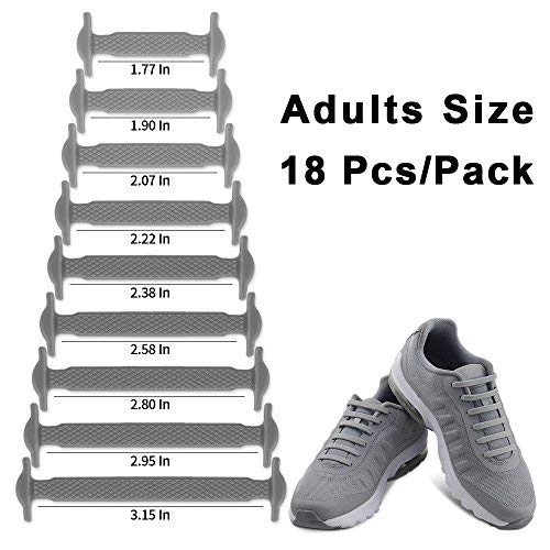 Homar sin corbata Cordones de zapatos para niños y adultos Impermeables cordones de zapatos de atletismo atlética de silicona elástico plano con multicolor de los zapatos del tablero Sneaker boots (Adult Size Gray)