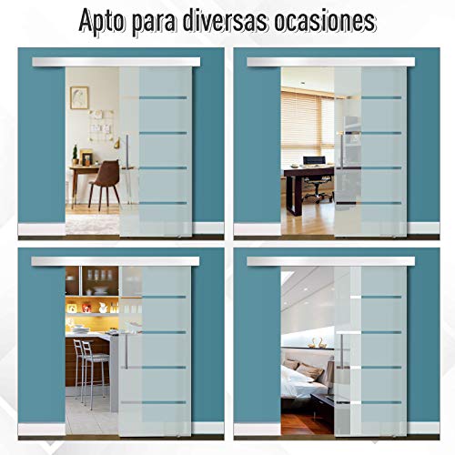 HOMCOM Puerta Corrediza de Vidrio Puerta Corredera Deslizante de Cristal Seguridad 77,5x205 cm