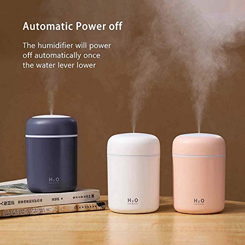 HOUFIL Humidificador Mini - Unidad de humidificación de Primera Calidad con Tanque de Agua de 300ml, Funcionamiento ultrasónico silencioso, Apagado automático y función de luz Nocturna (Rosado)