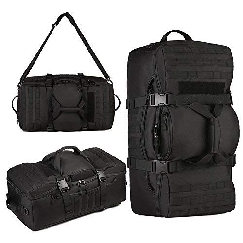 Huntvp 60L Mochila de Asalto Mochila de Bandolera Bolsa de Riñonera 3 vías para Llevar Estilo Militar Táctical Gran Mochila Impermeable, Negro