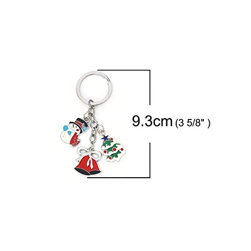 HXYKLM Llavero y Llavero Navidad Papá Noel Color Plata Mate Multicolor Verde Árbol de Navidad Esmalte de Copo de Nieve, 1 Pieza