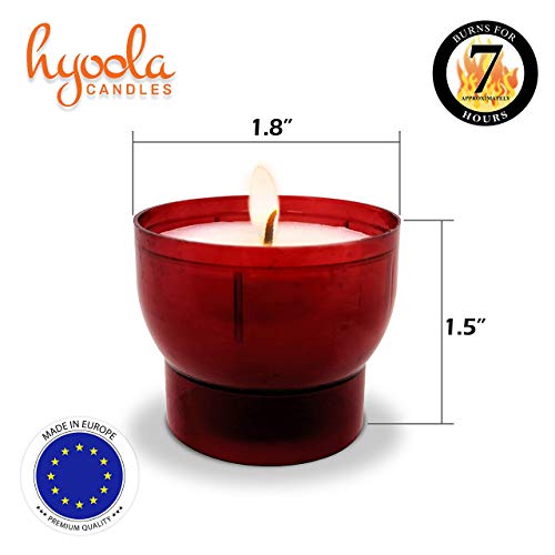 Hyoola Velas pequeñas sin perfume – Copa de plástico rojo – 7 horas (Paquete de 50)