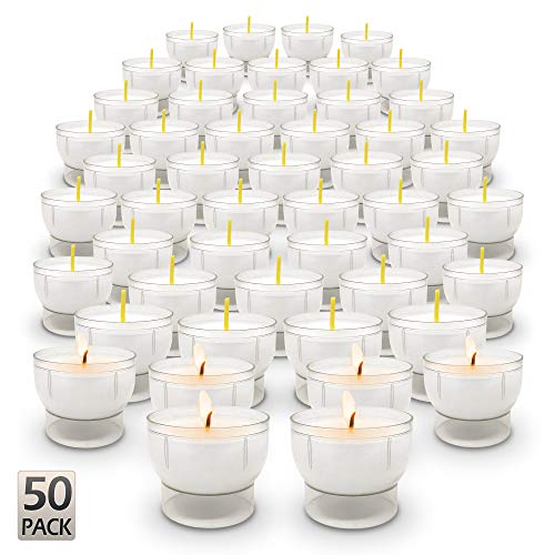 Hyoola Velas pequeñas sin perfume – Copa de plástico transparente – 7 horas (Paquete de 50)