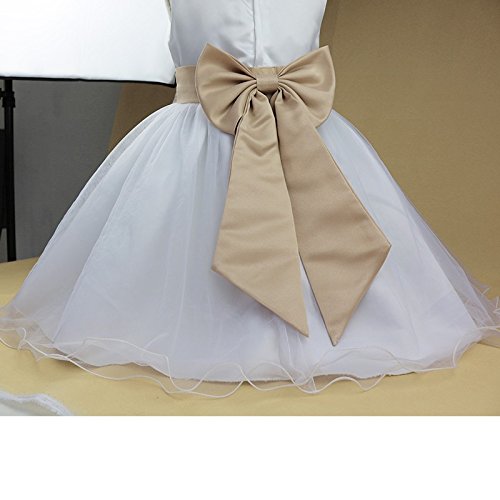 IEFIEL Vestido de Princesa Niña Tutú Vestido Blanco de Fiesta Boda Bautizo para Niñas Vestido de Flores Cumpleaños Princesa Elegante 2 Años-14 Años Beige Oscuro 8 años