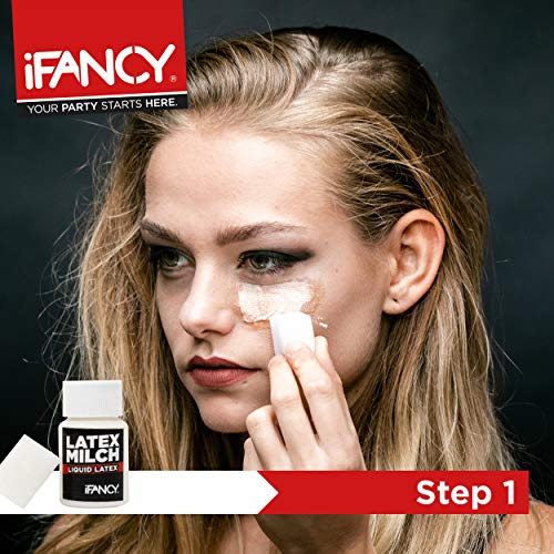 ifancy Set de Maquillaje Zombie Sangre de Costra y Latex Líquido para Crear heridas y Cicatrices para Halloween, Carnaval etc.