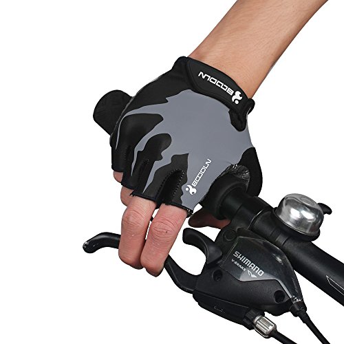 IKuaFly Guantes Ciclismo MTB, Guantes Bici Verano Respirable Reflectante Gel Almohadilla para Hombre (Negro, XL)